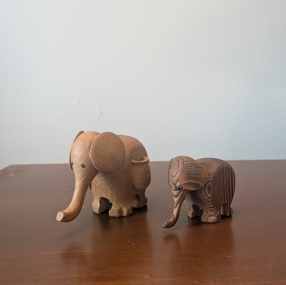 Vintage Wooden Elephants